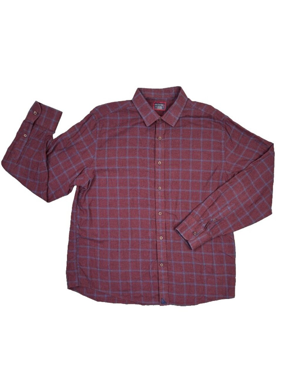 Untuckit Shirt Mens XL Red Burgundy Check Button Up Long Sleeve Bongiovanni